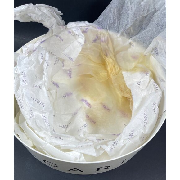 Bvlgari EMPTY Ivory Round Perfume Gift Box Ribbon Luxury Designer Storage READ - Picture 12 of 16